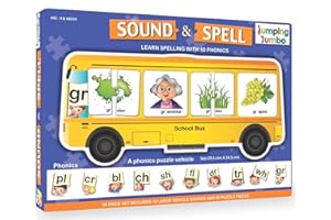 JUMPING JUMBO JumpingJumbo Sound and Spell - Learning Toys for Kids, Educational Games for 4-8 Year Old, Gift for 4+ Years, Board Game for Boys and Girls, Learn Spelling and Phonics, English letters Jigsaw Puzzle