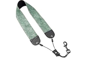 Czzmy Saxophone Neck Strap,Alto Tenor Bari Soprano Sax Neck Harness,Musical Instruments Accessories Parts(1-Carved Green)