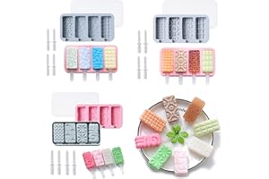 Sadodo Ice Lolly Mould,Pack of 3PCS Silicone Popsicle Mold,Chocolate Bar Love Mix Shape,Ice Pop Moulds,Reusable Ice Cream Mould BPA Free