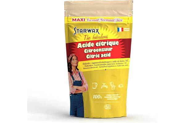STARWAX THE FABULOUS - Acide Citrique - Détartre les appareils ménagers - Enlève le calcaire - Fait briller la salle de bain - 100% d'origine naturelle - Maxi format 2.5kg