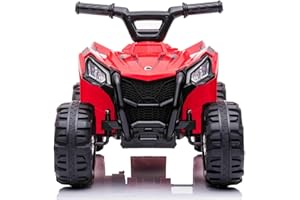 MR J TOYS&MORE Quad Elettrico per Bambini Rosso - Veicolo 4 Ruote Sicuro e Divertente, Batteria Ricaricabile 6V, Supporto 20kg, Ideale 18-36 Mesi con Funzione Retromarcia con Bauletto e Luci Led