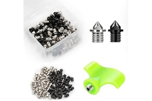 Nuolifee 3,2 mm 1/8 Zoll Track Spikes, 100 Stück Hartstahl Spikes für Leichtathletikschuhe, Leichtathletik- und Langlaufspikes mit Spike-Schraubenschlüssel, Ersatzspikes für Sprint Sport Kurze