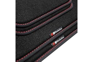 tuning-art EF854 Alfombrillas para Skoda Octavia 3 2013-2020, Costura:Rojo. Deluxe Terciopelo