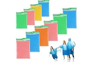 AXNSATRE Lot de 10 ponchos familiaux imperméables jetables en plastique transparent pour festival, poncho de pluie de voyage, poncho de pluie pour enfants et adultes, couleur