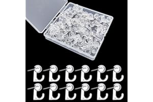 COLEXY Punaises en Plastique 50pcs - Crochets de Suspension et Murales - Transparent - Pour Tableau, Liège, Calendrier, Images