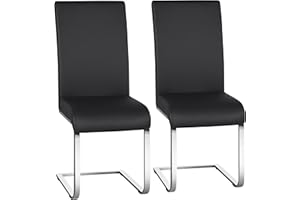 Yaheetech Dining Chairs Set of 2 Faux Leather Kitchen High Back Dining Room Chairs for Home, Kitchen and Living Room, Black
