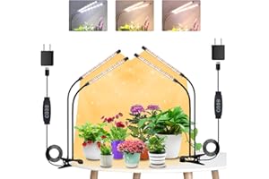 Niello 2 teste+2 teste di luce per piante, Lampada per Piante LEDs, Lampada Piante Coltivazione, Luce di crescita a spettro completo, Lampada di Crescita con Timer Auto on/off 3H/6H/12H