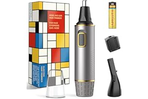AREYZIN Nose Hair Trimmer for Men 2025 Upgrade Nose Trimmer Rechargeable Nasal Hair Trimmers for Men,Dual Edge Blades,Battery(Included)-Operated with IPX7 Waterproof for Easy Cleansing,Grey Gold