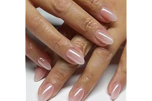 Ceboic 24 Pezzi Unghie Finte Corte Mandorla Press on Nail Nude Rosa Francese Acrilico Copertura Completa Premere Sulle Unghie, Naturali Unghie Finte Adesive per Donna Ragazze Manicure Fai da Te