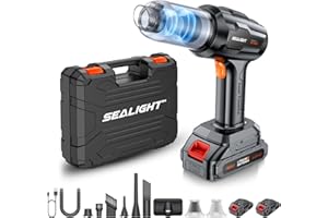 SEALIGHT Aspirabriciole Senza Fili, Aspirapolvere Auto Portatile, Doppia Batteria, Potenza Aspirazione Pulizia Ugello di aspirazione a mano per auto Potenti spolveratori X1 PLUS 2B (Nero)