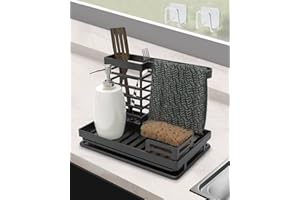 Howdah Organizador de Fregadero Organizador de Cocina Organizador de Fregadero de Metal con 2 Ganchos de Acero Inoxidable en Negro de Cocina