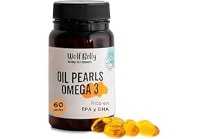 WOLF BELLY NATURAL PET GOODNESS Wolf Belly – Omega 3 para Perros y Gatos 100% Natural (60 Cápsulas) con EPA y DHA | Aceite de Pescado Puro | Piel Sana, Pelaje Brillante y Articulaciones Fuertes | Sistema Inmune - Producido en Europa