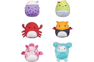Micromallows Squishmallows Original 6-Pack - Henley the Alicorn, Carlos the Crab, Myrna the Griffin, Poplina the Boba, Anjara the Breakfast Burrito, Joelle the Bigfoot