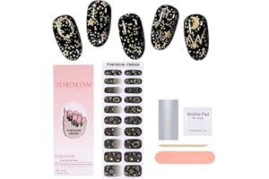 EBANKU Cured Gel Nail Strips, Gel Nail Strips Long Lasting Waterproof Real Nail Polish Strips Wraps Stickers with Cuticle Stick, Nail File, Nail Wipes & Sealing(UV/LED Lamp Required)