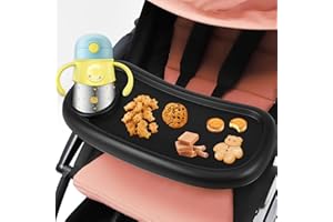 PANDAHUG Snack-Tablett für Kinderwagen mit Getränkehalter, universelles Tablett für Kinderwagen, herausnehmbares Snack-Tablett für Kinderwagen mit verstellbarer Schnalle und 2 Haken, wiederverwendbarer