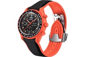 REBANDACE Cinturino per orologio Omega x Swatch MoonSwatch da 20 mm, cinturino pieghevole con fibbia compatibile con Omega X, Swatch Moonswatch Speedmaster, curvo senza spazi vuoti, cinturino di