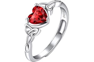 Suplight 925 Sterling Silver Celtic Knot/Claddagh Heart Rings, Adjustable Ring Irish Celtic Jewelry for Women Girls (with Gift Box)