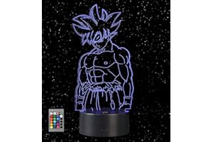 HooJtny Goku Lampada, Regalo per Bambini, Luce Notturna 3D Led, 16 Colori USB Ricaricabile, Decorazione per Camera, Regalo per Ragazzo, Fan, bambini
