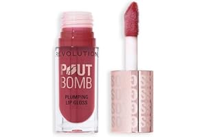 REVOLUTION BEAUTY LONDON Revolution Beauty, Pout Bomb Plumping Lip Gloss, High-Shine for Glossy, Fuller & Plump Lips with Hyaluronic Acid & Peptides, Vegan & Cruelty-Free, Wild Mauve Pink