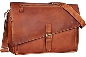 STILORD 'Merlin' Sacoche d'Ordinateur en Cuir XL pour Homme et Femme Vintage Sac Bandoulière Serviette Étudiant Enseignant Sac à l'Épaule