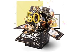 OFFCUP 50 Ans Carte d'anniversaire, Pop-up 3D 50e Carte Anniversaire, Carte de Voeux Joyeux Anniversaire avec Enveloppe Cadeau de Anniversaire Créatif pour Homme Femme Famille Amis