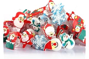 Encham 50 Stk Blinkender LED Ring für Weihnachten - Leuchtringe Spielzeug Party Deko Ornamente