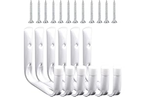 SR ESSENTIALS Wall Mounted Giant Garage Storage Hooks, Heavy Duty Utility Hangers - Utility Rack for Garden Tools, Folding Chairs, Storage Hooks for Bikes Workshop Tools Hangers - (White 6Psc Universal Hooks)