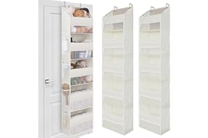 GRANNY SAYS Étagère Suspendue sur Porte à 5 Compartiments, Paquet de 2 Rangement à Suspendre Porte, Chambre d'enfant Organisateur Porte pour Jouets, Rangement Suspendu au Dos de la Porte, Beige