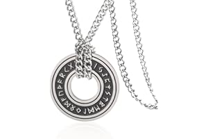 VASSAGO Collar de runas vikingas nórdicas vintage corsario rúnico anciano Futhark anillo círculo talismán colgante cadena de cuero joyería de regalo vikinga para hombres y mujeres