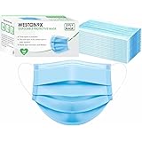 WESTON9X 3 Cotton Ply Mask have Nose Pin Blue, Soft Loops Pack of 100, Unisex