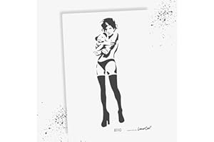 LaserCad Schablonen BANKSY Streetart (B110, Girl Hugging Teddy, DIN A7) Stencil für Graffiti, Airbrush, Kunst, Deko, zum Malen
