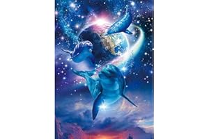 DAERLE Diamond Painting, Delfini Diamond Painting Bambini, Kit per Diamond Painting,Diamond Painting Kit Completo, Pittura Diamante 5D, Arte e Artigianato, Decorazione per Casa e Pareti Delfini