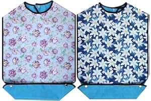 XINFULLWOL Babero adulto con Crumb Catcher. Protectores de ropa impermeables y reutilizables para mujeres mayores para hombres o cualquier persona que haya perdido habilidades motoras