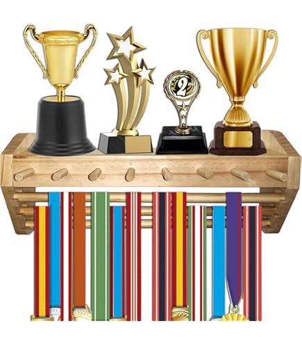 Porta Medaglie Da Parete Never Give Up - Espositore Per 70+ Medaglie E Trofei - Foto 5