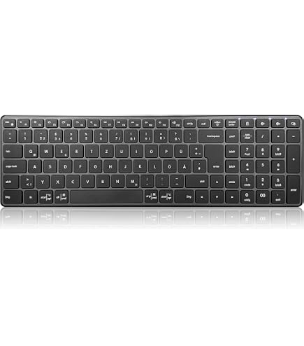 OMOTON Kabellose Tastatur AZERTY – Mit Ziffernblock, Ultradünn, 2,4 GHz, Für Windows