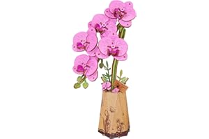 ROBOTIME Puzzle in legno 3D, kit di modelli di fiori artificiali per adulti, decorazione creativa per la casa, accessori per soggiorno, regali per donne a San Valentino (Orchidea Phalaenopsis Viola)