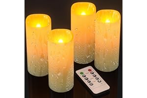 SoulBay Świece ogrodowe do ogrodu, 4 szt., bezpłomieniowe świece filarowe LED, migoczące z pilotem zdalnego sterowania, wodoodporna świeca do lampionów ogrodowych, dekoracji domu, pokoju, patio, 5,6 x
