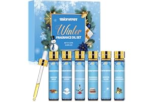 MIGCAPUT Zimowy Zestaw Olejków Eterycznych 6 x 10ML, Olejki Zapachowe do Dyfuzory, Świece DIY - Dziadek do Orzechów, Ośrodek Snowkissed Lodge, Waniliowe Szyszki Sosny, Ciepły Kaszmir, Zimowa Poświata