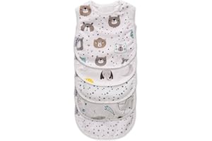 FlyIdeas Waterproof Baby Bibs, Pack of 5 – 100% Double Layered Certified Cotton, Water Repellent Bib for Babies Feeding