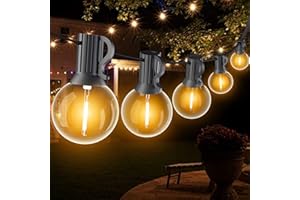 SUWIN Outdoor String Lights Mains Powered, 60FT G40 LED Festoon Lights Outdoor, IP45 Waterproof Globe Garden String Lighting with 30+1 Bulbs, 2700K Indoor/Outside Patio Lights for Décor Cafe Party
