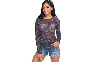 ODAWA Mardi Gras Sydney Long Sleeve Mesh Shirt See Through Mesh Top Tee Blouse for Women Girls
