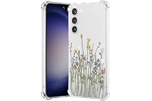 RALEAVO Kompatybilne z Samsung Galaxy S23 5G, przezroczyste, kwiatowe etui, dziewczęce, miękkie, cienkie, z kwiatowym wzorem do Galaxy S23 - żółty kwiat