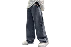 Happy Cherry Baggy Jeans pour Garçons Pantalons Large en Denim Garçon Hip Hop Y2K Streetwear Enfants Décontracté 5-16 Ans