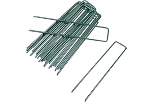 AUFIKR Ocynkowane śledzie ogrodowe w kształcie litery U, mocne szpilki do paznokci ogrodowych, idealne do zwalczania chwastów, sztucznej trawy, siatki, tkaniny (50, zielone)