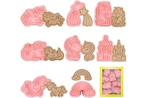 MELEAGER Formine per Biscotti Unicorno, Tagliabiscotti 3D Unicorno, 8PCS Stampi Biscotti Plastica, Stampo Plastique 3D Decorazioni
