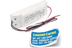 Chanzon LED Driver 1500mA (Constant Current Output) 18V-34V (Input 85-277V AC-DC) (6-10) x5 30W 35W 40W 45W 50W Power Supply 1500 mA Lighting Transformer for High Power 50 W COB Chips (Plastic Case)