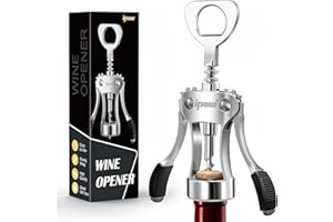 ipow ouvre-vin, ouvre-bouteille de vin en alliage de Zinc, tire-bouchon Wing Heavy Duty, vis de liège manuelle multifonctionnelle pour serveur, argent