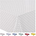 Home Direct Rectangular Oilcloth PVC Wipe Clean Tablecloth 140cm x 200cm 55x78 Small Polka Dot Beige