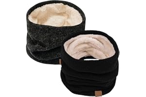 Justay Sowarm Winter Neck Warmer Thermal Snood Scarf Winter Neck Gaiter Windproof Knitted Warm Winter Snood Scarf for Men Women