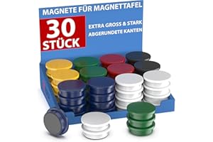‎REORDA REORDA® Magnete für Magnettafel stark - 30x für Whiteboard, Pinnwand, als Kühlschrank Magnete & Tafelmagnete stark haftend, Magnete rund - Bunt